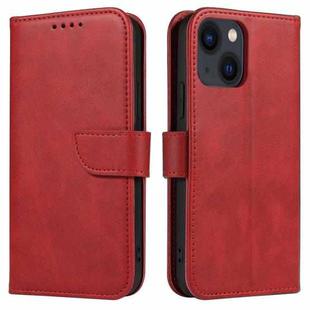 For iPhone 14 Plus Calf Texture Buckle Flip Leather Phone Case (Red)