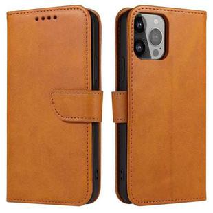 For iPhone 14 Pro Calf Texture Buckle Flip Leather Phone Case(Khaki)