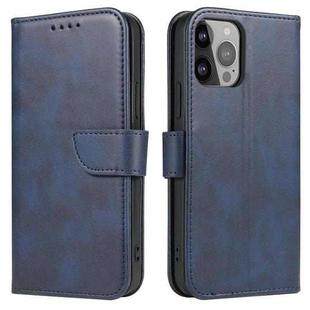For iPhone 14 Pro Calf Texture Buckle Flip Leather Phone Case(Blue)
