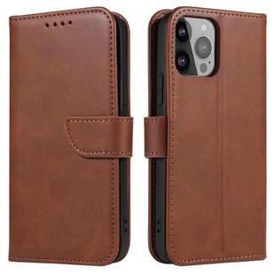 For iPhone 14 Pro Calf Texture Buckle Flip Leather Phone Case(Brown)