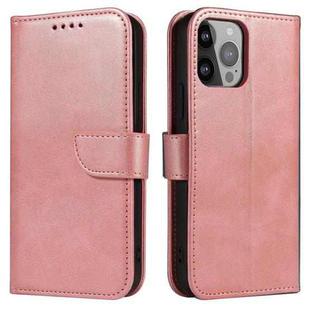 For iPhone 14 Pro Max Calf Texture Buckle Flip Leather Phone Case (Rose Gold)