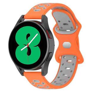 For Samsung Galaxy Watch 5 44mm 20mm Two-color Diamond Silicone Watch Band(Orange Grey)