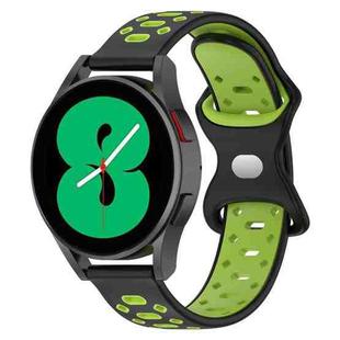 For Samsung Galaxy Watch 5 Pro 45mm 20mm Two-color Diamond Silicone Watch Band(Lime Green+Black)