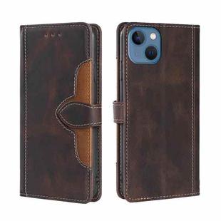 For iPhone 14 Skin Feel Magnetic Buckle Leather Phone Case (Brown)