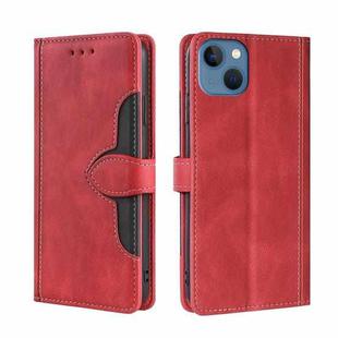 For iPhone 14 Plus Skin Feel Magnetic Buckle Leather Phone Case (Red)