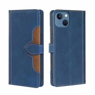 For iPhone 14 Plus Skin Feel Magnetic Buckle Leather Phone Case (Blue)