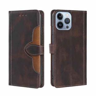 For iPhone 14 Pro Skin Feel Magnetic Buckle Leather Phone Case(Brown)