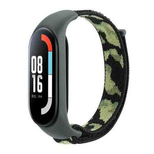 For Xiaomi Mi Band 5/6/7 Nylon Loop Integrated Camo Woven Strap(Army Green Camouflage)