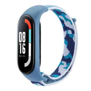 For Xiaomi Mi Band 5/6/7 Nylon Loop Integrated Camo Woven Strap(Blue Camouflage)