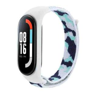 For Xiaomi Mi Band 5/6/7 Nylon Loop Integrated Camo Woven Strap(Light Cyan Camouflage)