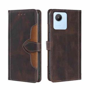 For Realme C30 4G/Narzo 50i Prime Skin Feel Magnetic Buckle Leather Phone Case(Brown)