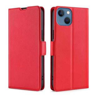 For iPhone 14 Ultra-thin Voltage Side Buckle Leather Phone Case (Red)