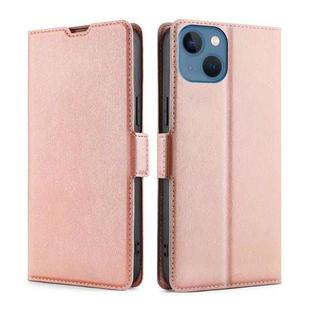 For iPhone 14 Ultra-thin Voltage Side Buckle Leather Phone Case (Rose Gold)