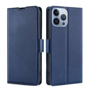 For iPhone 14 Pro Max Ultra-thin Voltage Side Buckle Leather Phone Case (Blue)