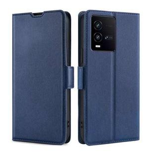 For vivo iQOO 10 Ultra-thin Voltage Side Buckle Leather Phone Case(Blue)