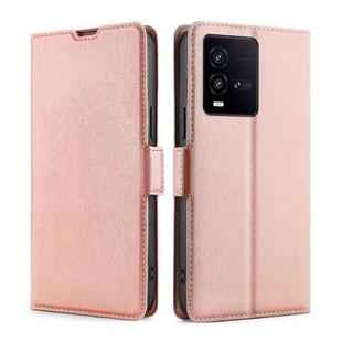For vivo iQOO 10 Ultra-thin Voltage Side Buckle Leather Phone Case(Rose Gold)