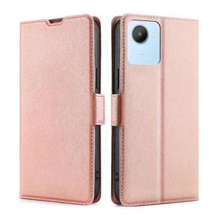 For Realme C30 4G/Narzo 50i Prime Ultra-thin Voltage Side Buckle Leather Phone Case(Rose Gold)