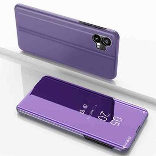 For Nothing Phone 1 Plated Mirror Horizontal Flip Leather Phone Case with Holder(Purple Blue)