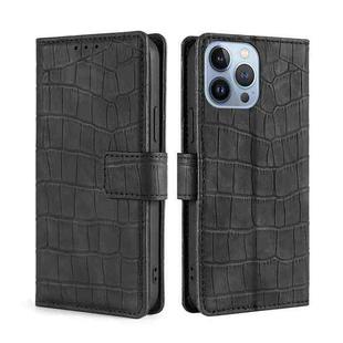 For iPhone 14 Pro Skin Feel Crocodile Magnetic Clasp Leather Phone Case(Black)