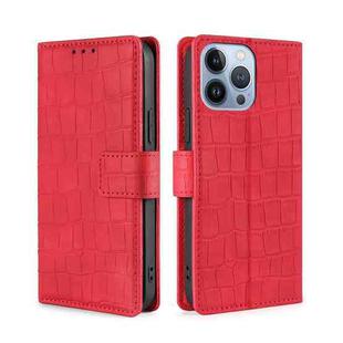 For iPhone 14 Pro Max Skin Feel Crocodile Magnetic Clasp Leather Phone Case (Red)