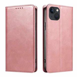 Calf Texture Magnetic Flip Leather Phone Case For iPhone 14(Rose Gold)