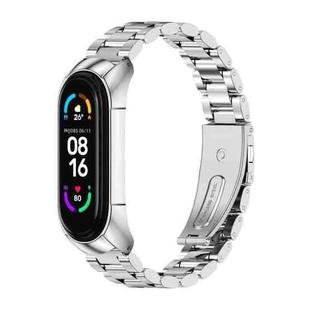 For Xiaomi Mi Band 6 / 6 NFC MIJOBS TF2 Tri-Bead Stainless Steel Watch Band(Silver)