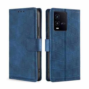For vivo iQOO 10 Skin Feel Crocodile Magnetic Clasp Leather Phone Case(Blue)