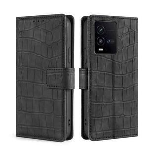 For vivo iQOO 10 Skin Feel Crocodile Magnetic Clasp Leather Phone Case(Black)