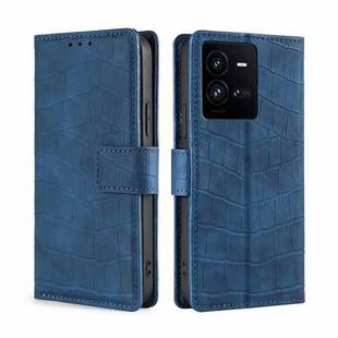 For vivo iQOO 10 Pro 5G Skin Feel Crocodile Magnetic Clasp Leather Phone Case(Blue)