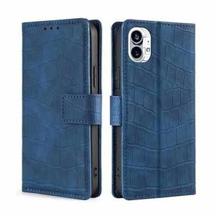 For Nothing Phone 1 Skin Feel Crocodile Magnetic Clasp Leather Phone Case(Blue)