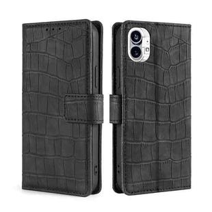 For Nothing Phone 1 Skin Feel Crocodile Magnetic Clasp Leather Phone Case(Black)