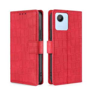 For Realme C30 4G/Narzo 50i Prime Skin Feel Crocodile Magnetic Clasp Leather Phone Case(Red)