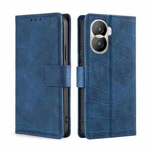 For Honor X40i Skin Feel Crocodile Magnetic Clasp Leather Phone Case(Blue)