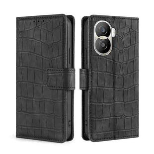 For Honor X40i Skin Feel Crocodile Magnetic Clasp Leather Phone Case(Black)