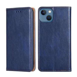 For iPhone 14 Gloss Oil Solid Color Magnetic Leather Phone Case (Blue)