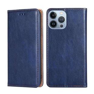 For iPhone 14 Pro Gloss Oil Solid Color Magnetic Leather Phone Case Pro(Blue)