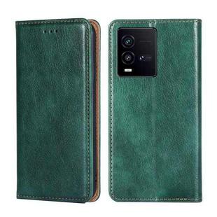 For vivo iQOO 10 Gloss Oil Solid Color Magnetic Leather Phone Case(Green)