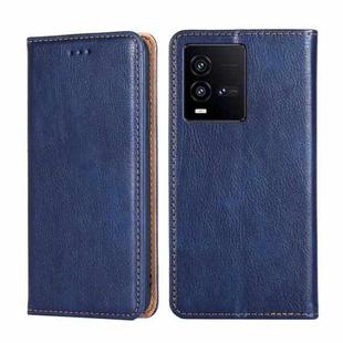 For vivo iQOO 10 Gloss Oil Solid Color Magnetic Leather Phone Case(Blue)