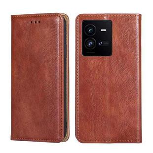 For vivo iQOO 10 Pro 5G Gloss Oil Solid Color Magnetic Leather Phone Case(Brown)