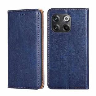 For OnePlus 10T Gloss Oil Solid Color Magnetic Leather Phone Case(Blue)