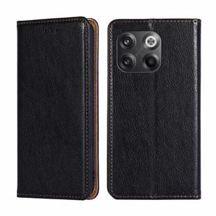 For OnePlus 10T Gloss Oil Solid Color Magnetic Leather Phone Case(Black)