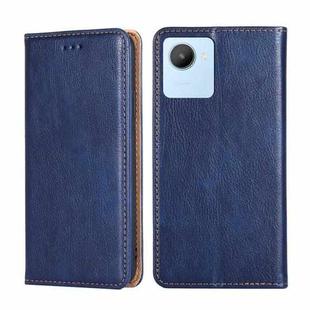 For Realme C30 4G/Narzo 50i Prime Gloss Oil Solid Color Magnetic Leather Phone Case(Blue)