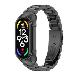 For Xiaomi Mi Band 7 / 7 NFC MIJOBS Stainless Steel Watch Band, Style:TF2 Tri-Bead(Black)