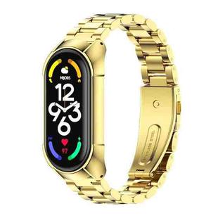 For Xiaomi Mi Band 7 / 7 NFC MIJOBS Stainless Steel Watch Band, Style:TF2 Tri-Bead(Gold)