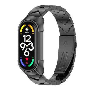 For Xiaomi Mi Band 7 / 7 NFC MIJOBS Stainless Steel Watch Band, Style:TF2 V Type(Black)