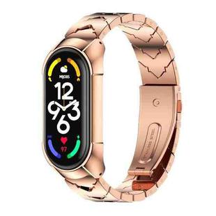 For Xiaomi Mi Band 7 / 7 NFC MIJOBS Stainless Steel Watch Band, Style:TF2 V Type(Rose Gold)
