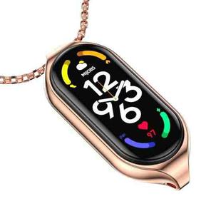For Xiaomi Mi Band 7 / 7 NFC MIJOBS Metal Pendant Stainless Steel Watch Necklace (Rose Gold)