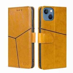 For iPhone 14 Geometric Stitching Leather Phone Case (Yellow)