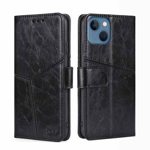 For iPhone 14 Geometric Stitching Leather Phone Case (Black)