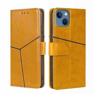 For iPhone 14 Plus Geometric Stitching Leather Phone Case (Yellow)